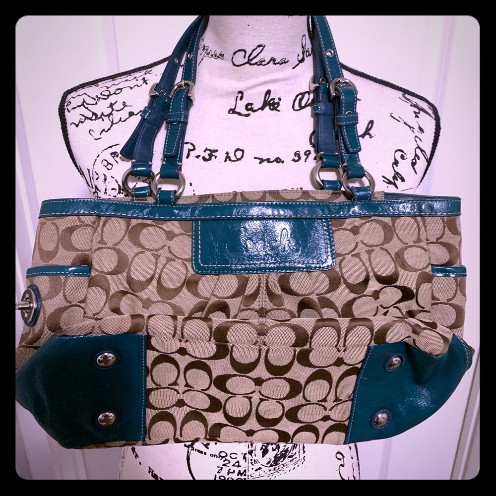 Teal accent Coach Purse